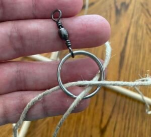 Close up of fishing swivel on keyring